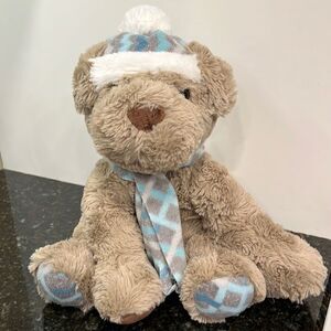 GENTLE TREASURES Winter Gray Plush Puppy Dog Beanie Hat Scarf Stuffed An…